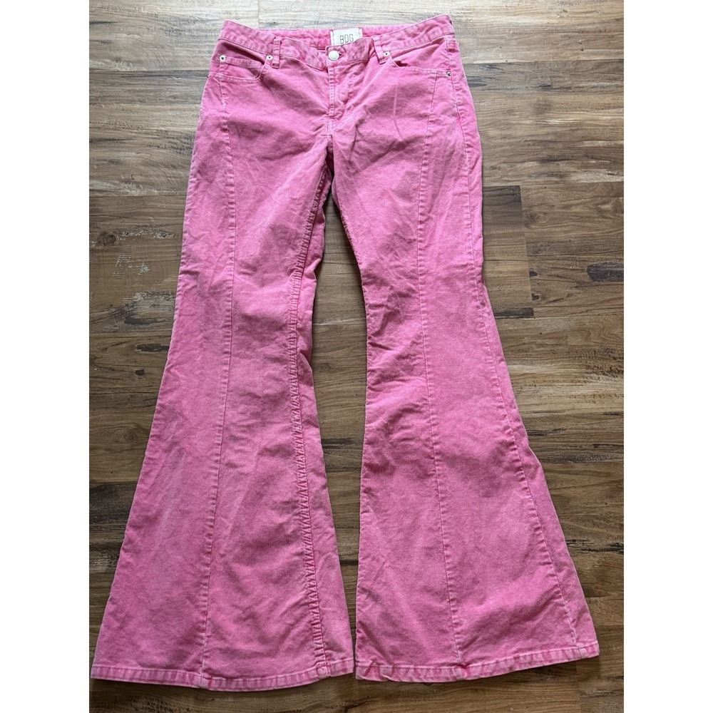 BDG Urban Outfitters Pink Corduroy Extreme Flare Pants Low Rise Retro Jrs. Sz 27